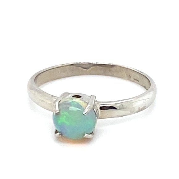 Precious Opal .82ct Platinum Finish Solid 925 Sterling Silver Ring - Picture 1 of 6